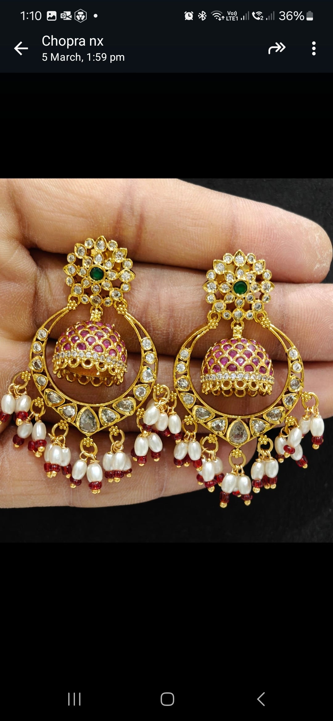 Antique Gold Chandbali Jhumka Earrings