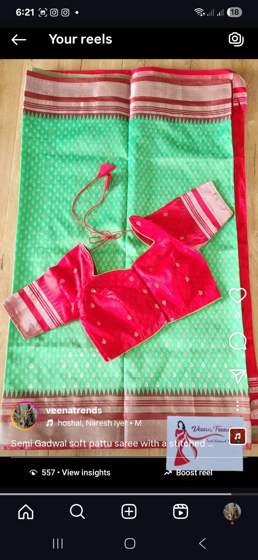 Semi Gadwal Soft Pattu Saree with Stitched Blouse