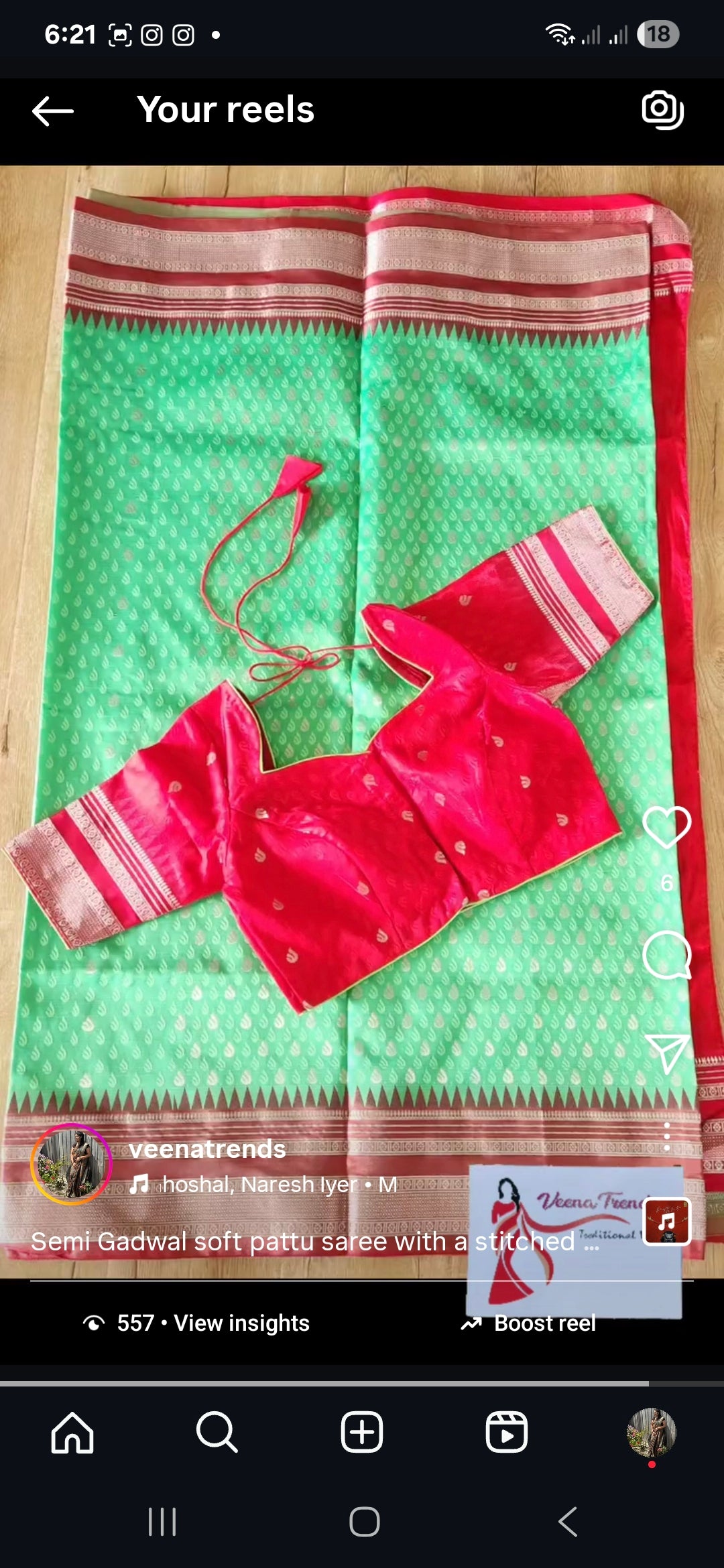 Semi Gadwal Soft Pattu Saree with Stitched Blouse
