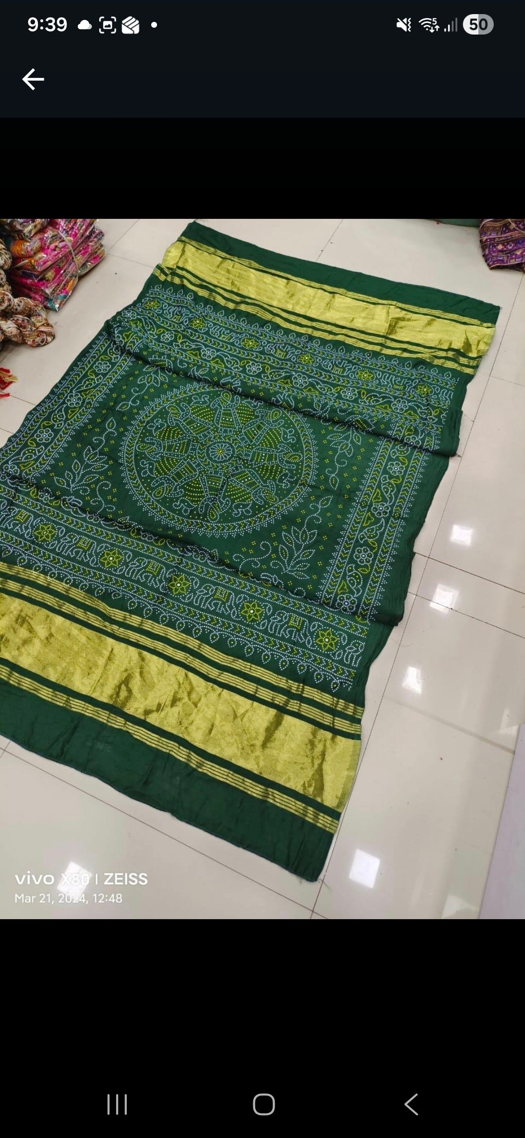 Silk Bandhani Lagdi Patta Dupatta - Dark Green