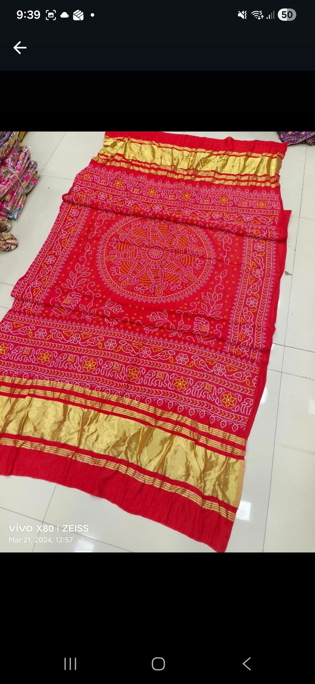 Silk Bandhani Lagdi Patta Dupatta - Red