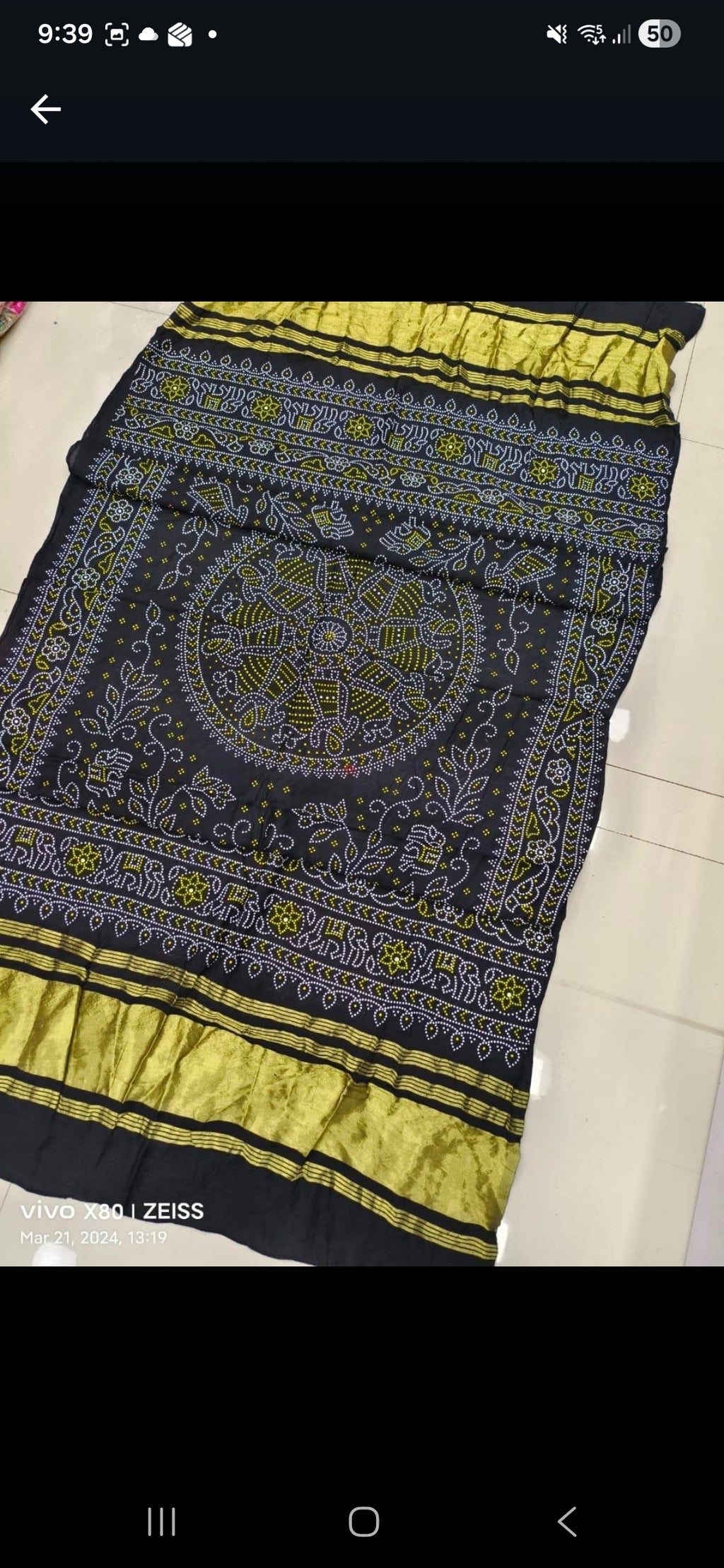 Silk Bandhani Lagdi Patta Dupatta - Black