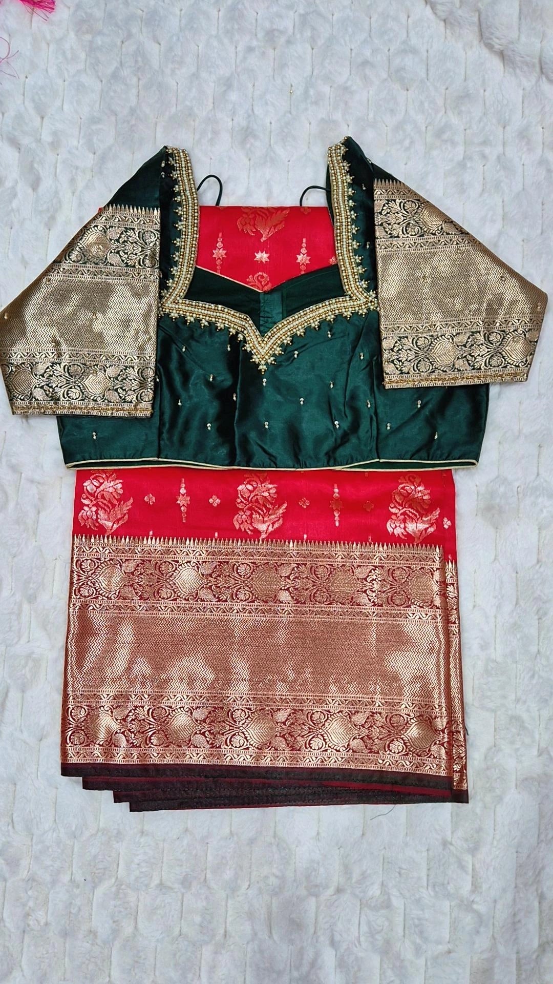 Semi Kanchi Pattu with Maggam Work Blouse