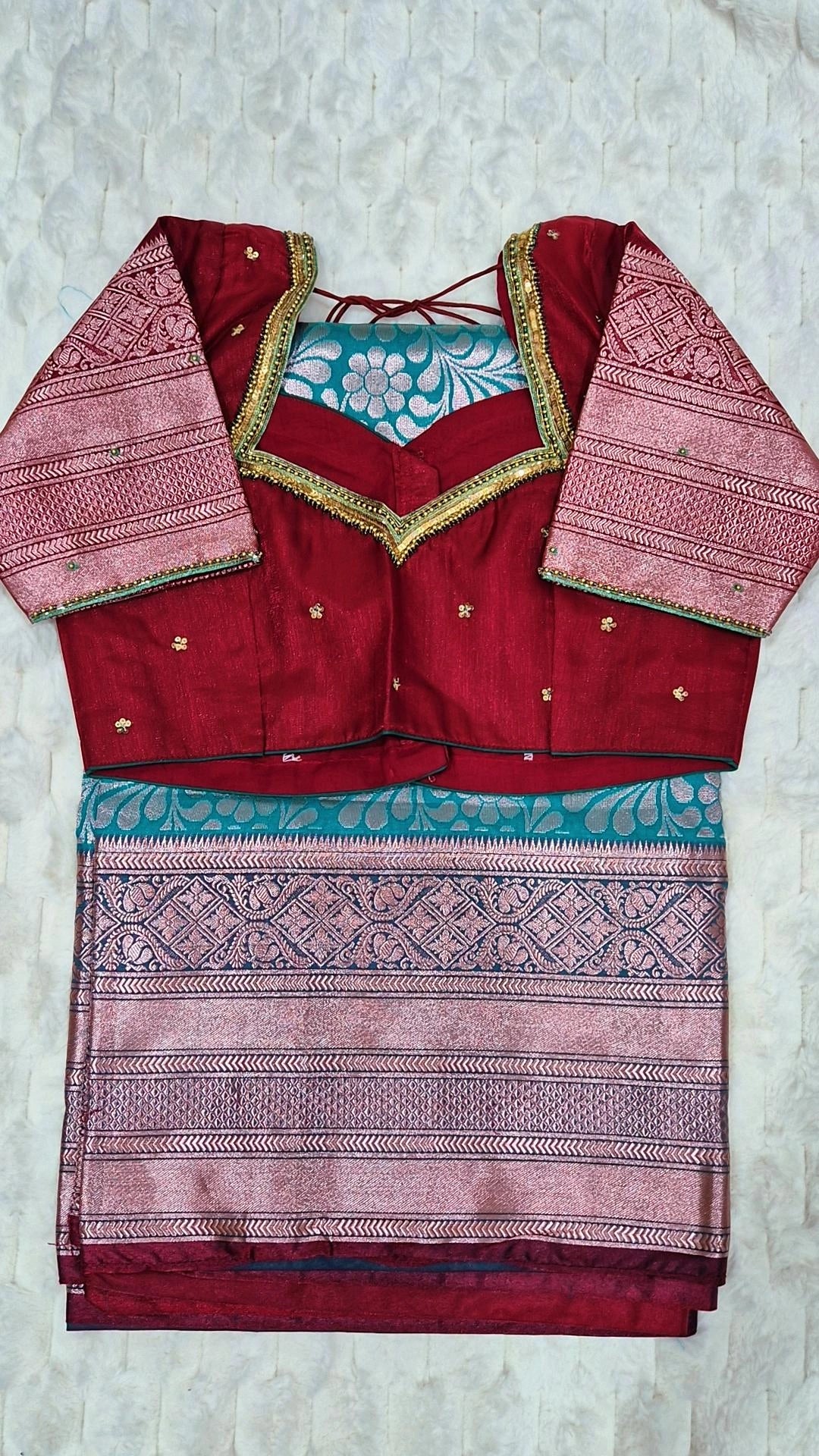 Semi Kanchi Pattu with Maggam Work Blouse