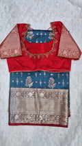 Semi Kanchi Pattu with Maggam Work Blouse