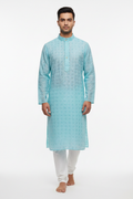 Aqua Turquoise Chikankari Kurta