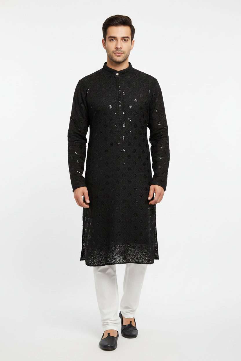 Black Chikankari Kurta
