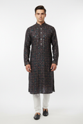 Black Multicolour Embroidered Kurta