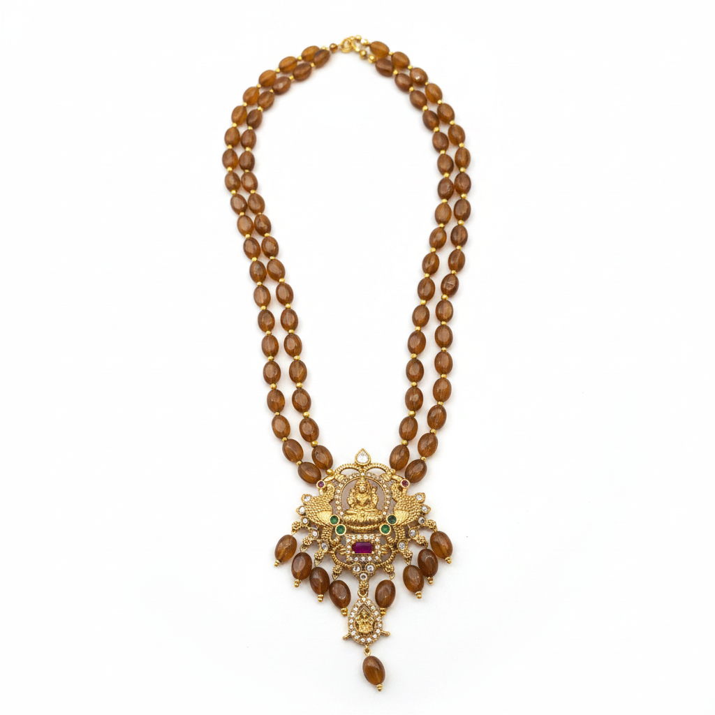 Brown Bead Temple Necklace