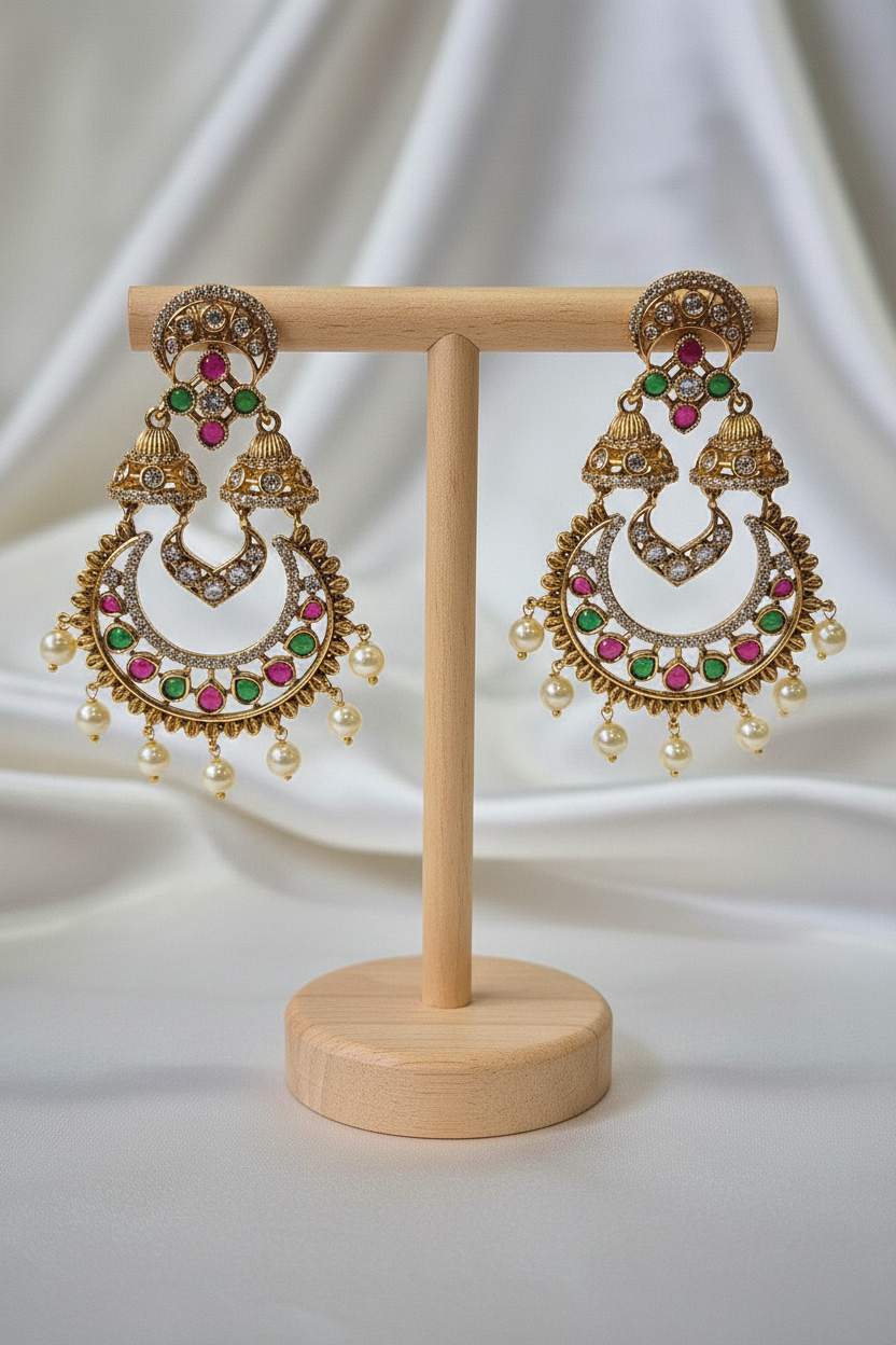 Chandbali Ruby & Emerald - On Stand