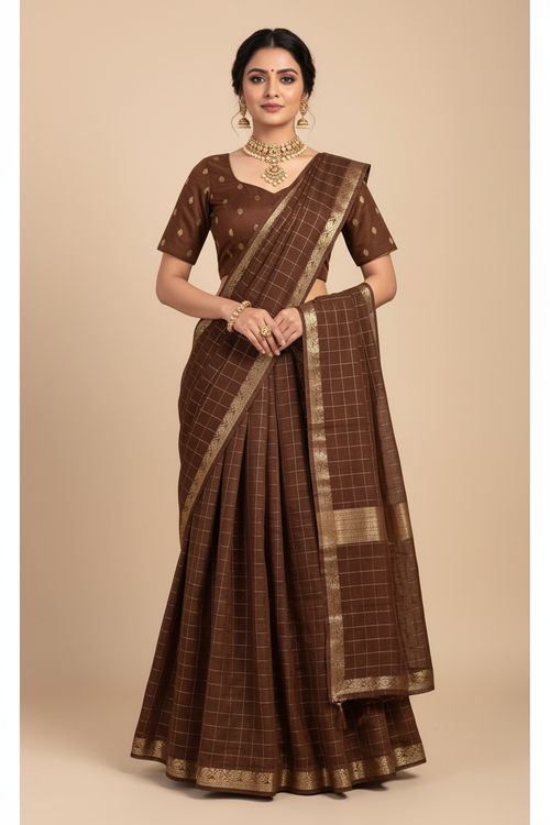 Chocolate Brown Lehenga Set - Model Shot