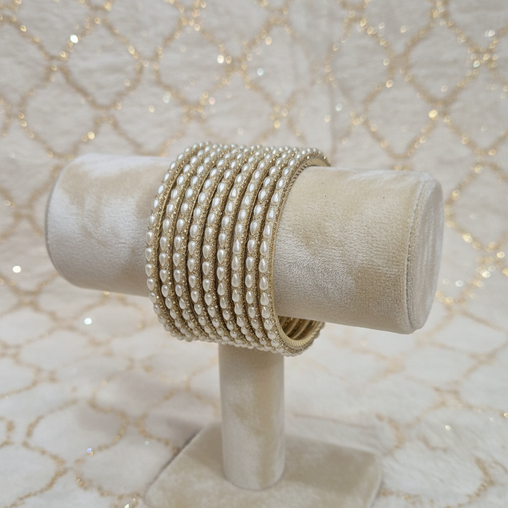 Cream Pearl Bangles Display