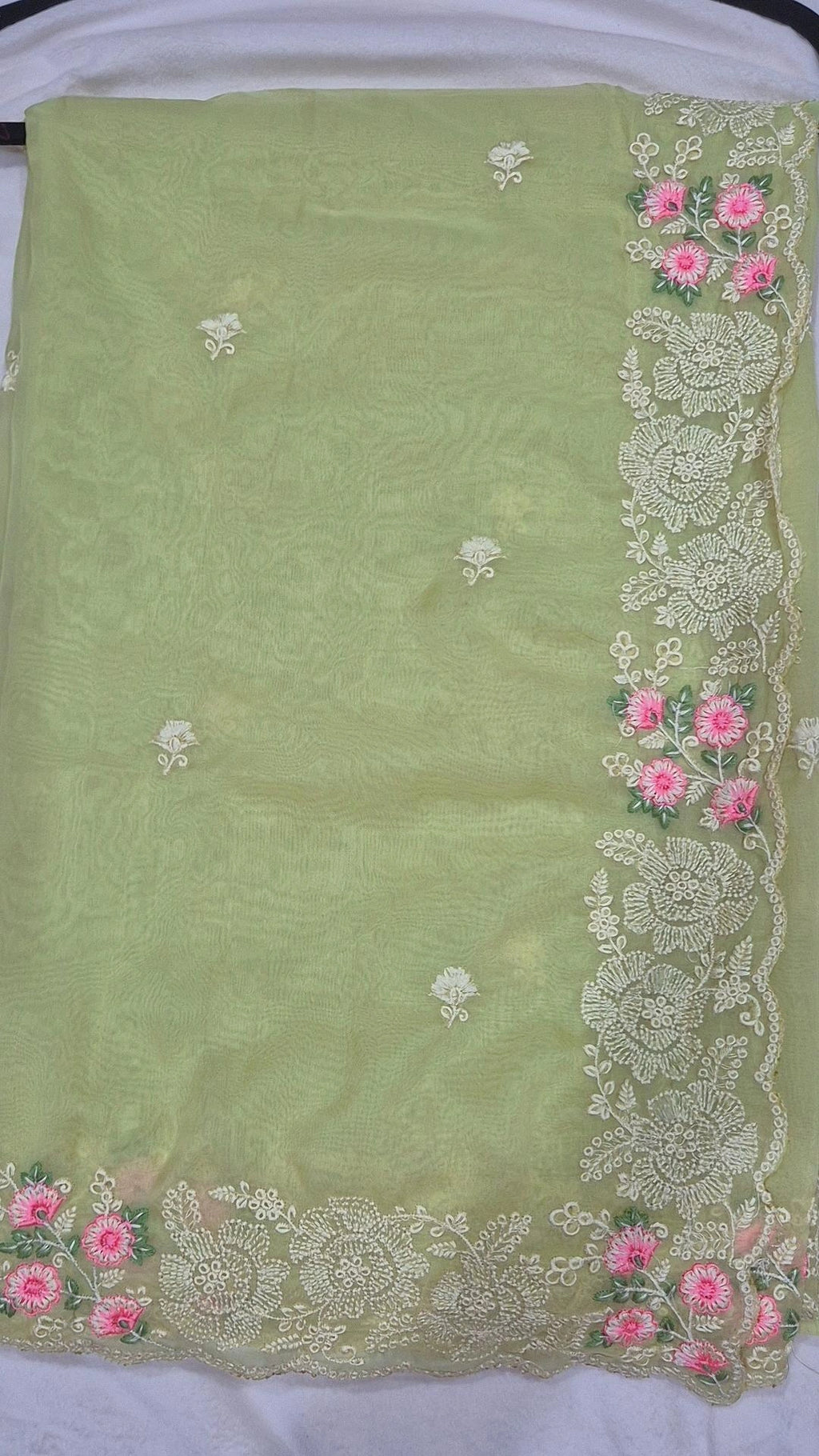 Mint Green Organza Saree with Embroidered Silk Blouse