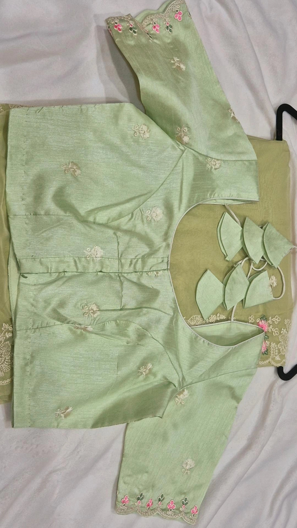 Mint Green Organza Saree with Embroidered Silk Blouse