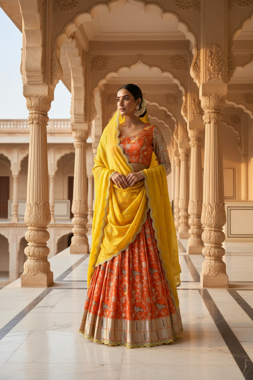 Georgette Banarasi Lehenga Set - Traditional Model