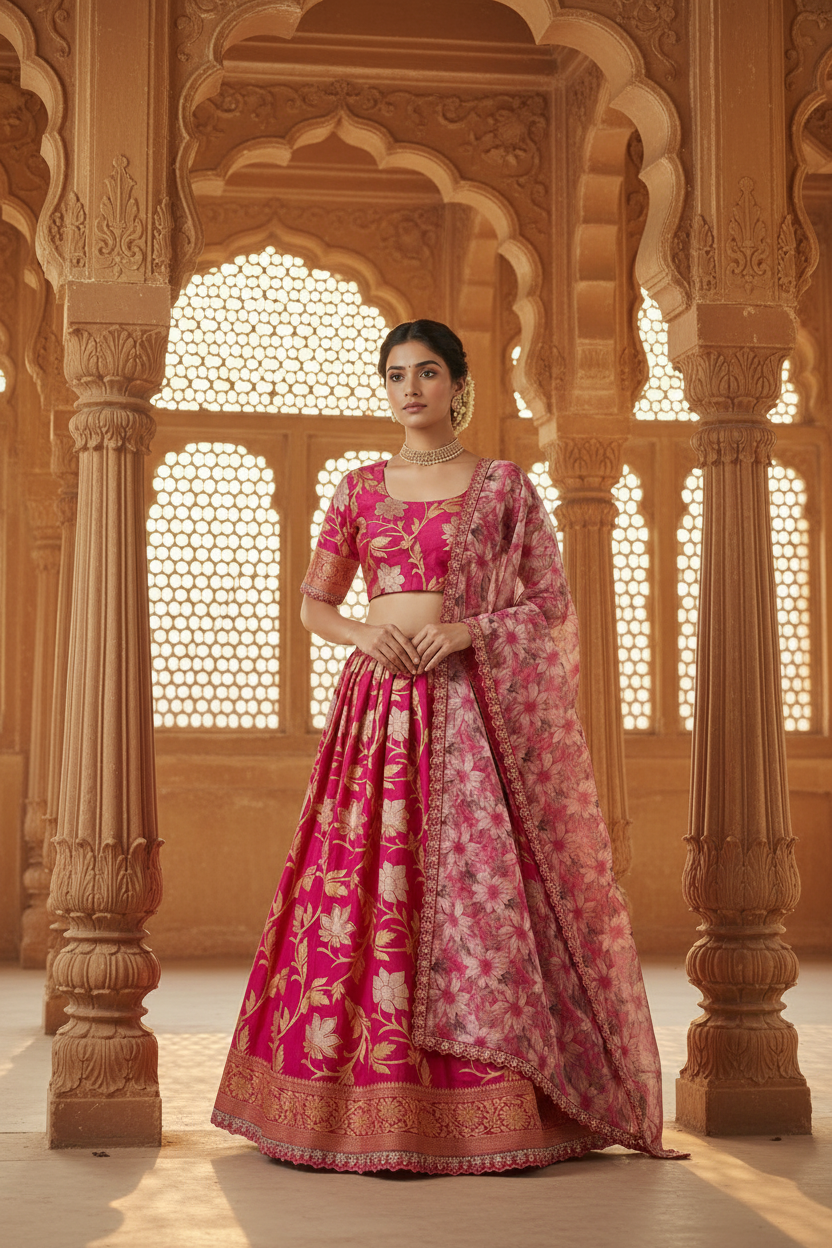 Golden Khadi Lehenga Set - Palace Editorial