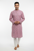Men's Lilac Mauve XO Chikankari Kurta Pyjama Set
