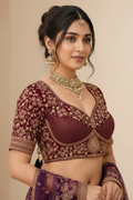 Premium Heavy Embroidered Blouse Maroon