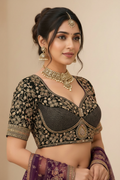 Premium Heavy Embroidered Blouse Black