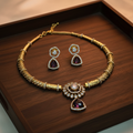 Purple amethyst hasli choker on wooden tray