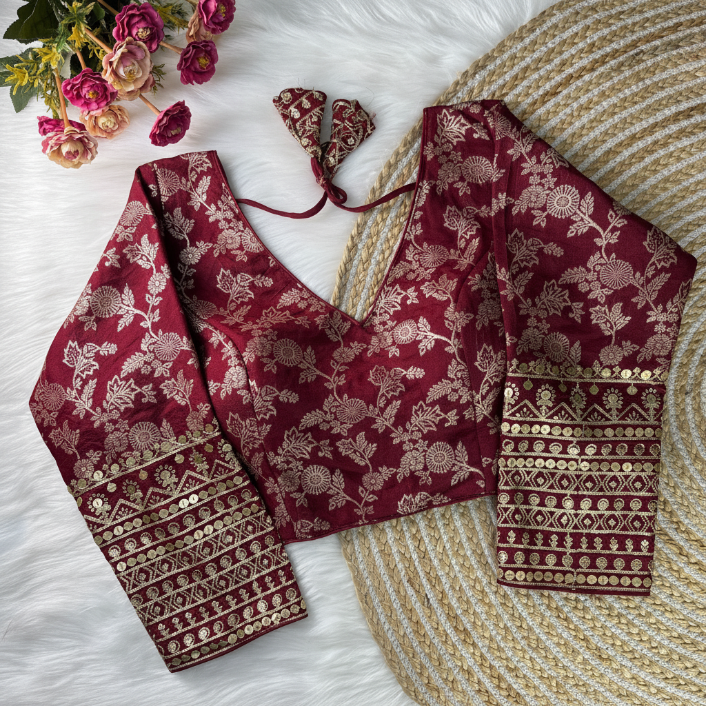 Maroon Banarasi Blouse - Display