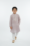 Boys Mauve Pink Chikankari Kurta Pyjama Set