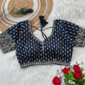Navy Embroidered Silk Blouse - Display