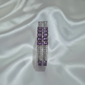 CZ Stone Bangle Set Purple - Enhanced product shot on white satin