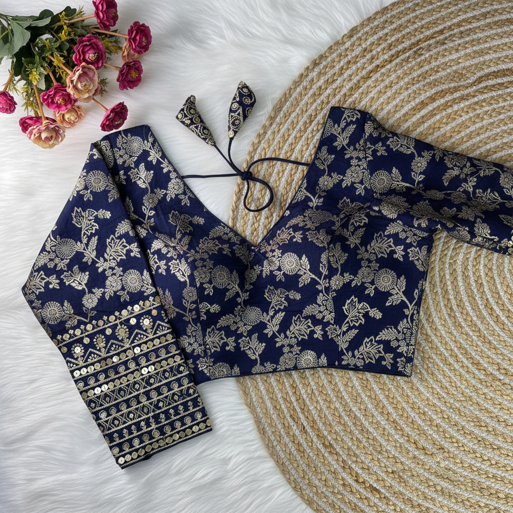 Navy Banarasi Blouse - Display