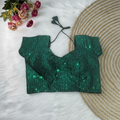 Sequin Blouse - Emerald Green styled flat-lay