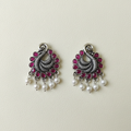 Oxidised Peacock Pink Ruby - cream flat lay