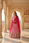 Pink Viscose Tissue Lehenga Set - editorial model shot