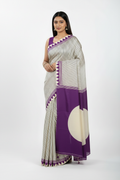 Purple crepe saree on model