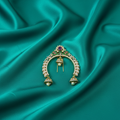 CZ Diamond Crescent Hair Comb on teal satin