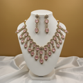 Pink Teardrop CZ Necklace Set - Display