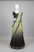 Black Sage Green Ombre Lehenga Choli - Clean Shot