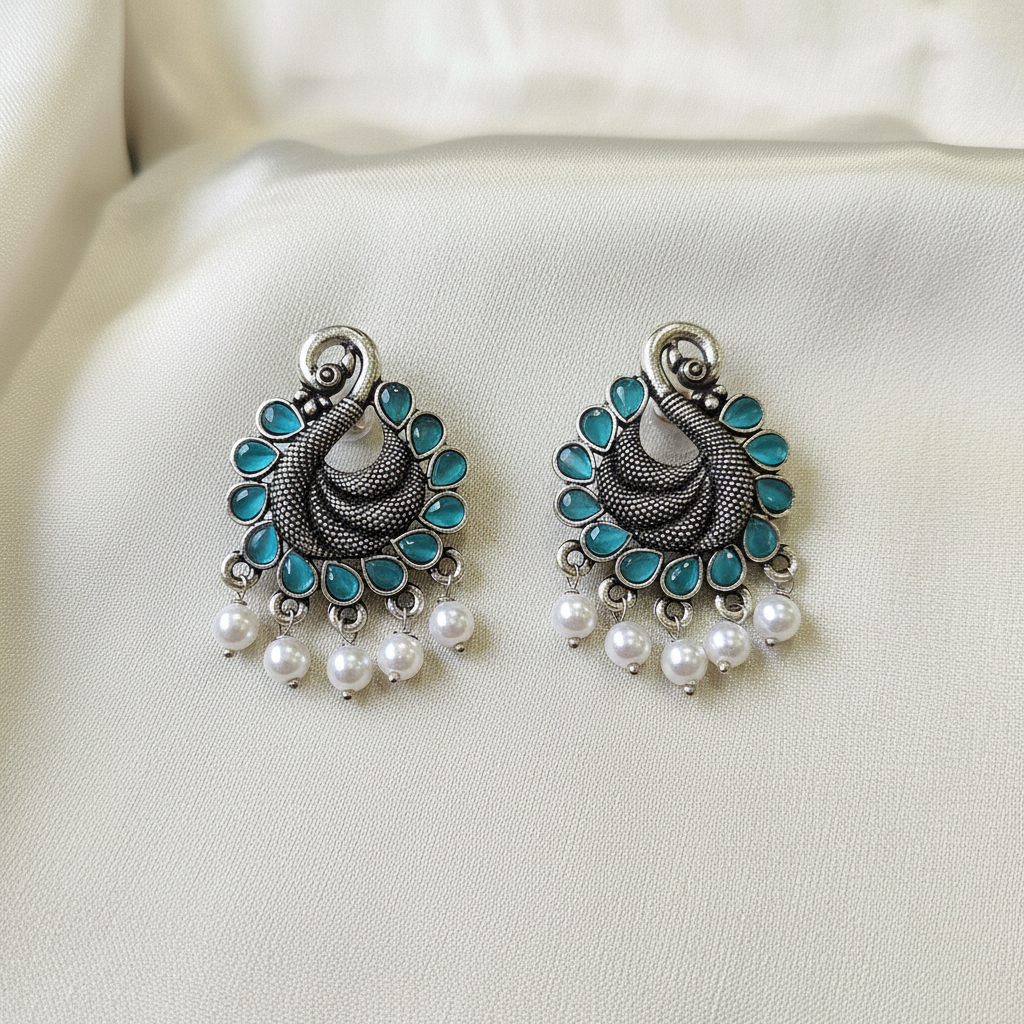 Oxidised Peacock Turquoise - cream flat lay