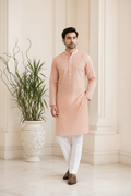 Premium Men's Kurta Peach - model shot