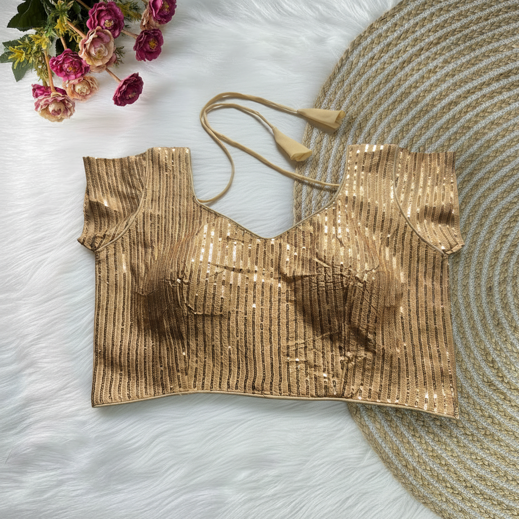 Sequin Blouse - Gold styled flat-lay