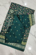 Forest Green Dola Silk Saree - Premium Background