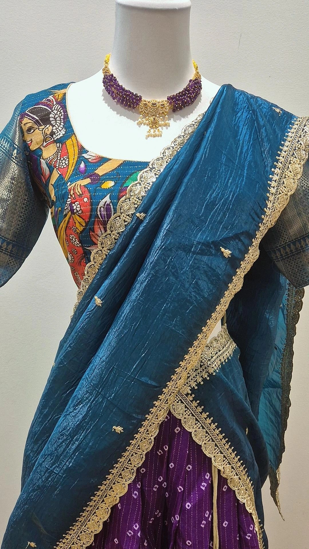 Kalamkari Lehenga with Stitched Blouse