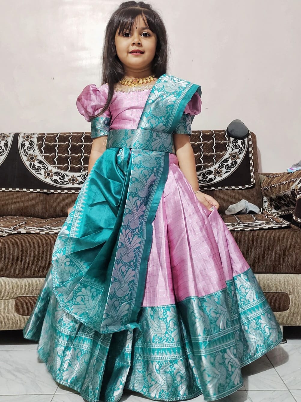 Fancy Mangalagiri Lehenga Set