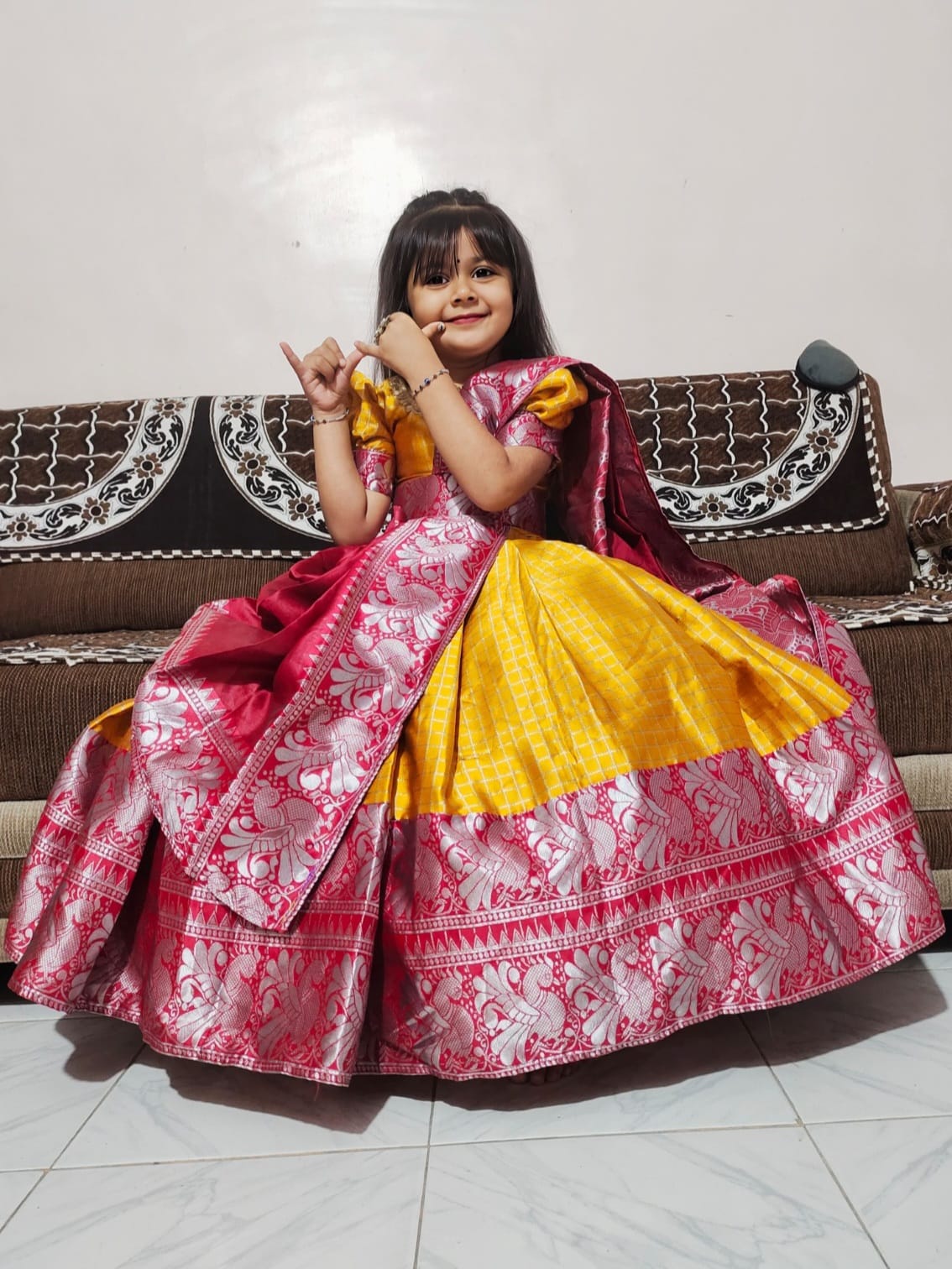Fancy Mangalagiri Lehenga Set