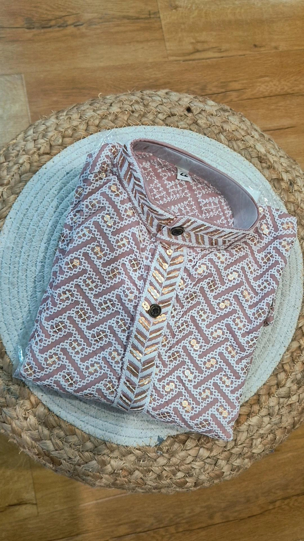 Boys Mauve Pink Chikankari Kurta Pyjama Set