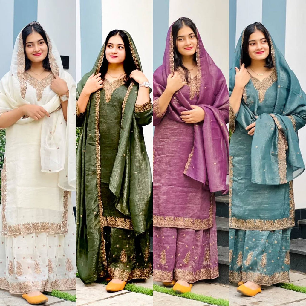 Tissue Crushed Kurti Set