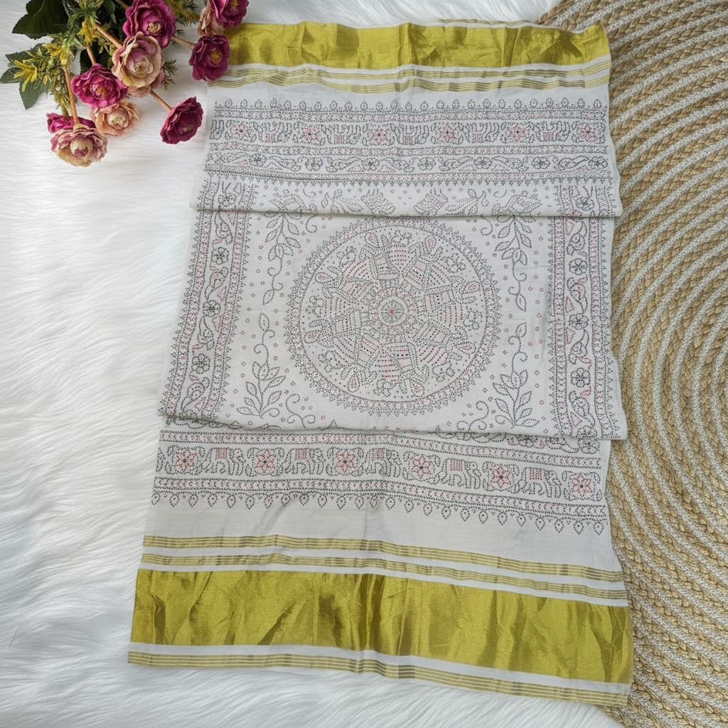 Maroon Bandhani Saree - Close Up