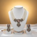 Moissanite Pearl Choker Set - Full Display
