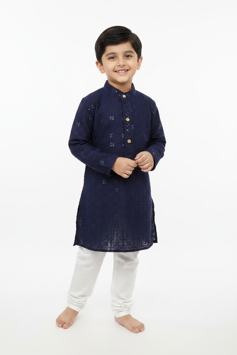 Navy Blue Chikankari Kurta