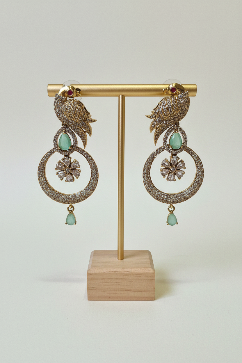 Parrot Hoop Earrings on T-bar stand