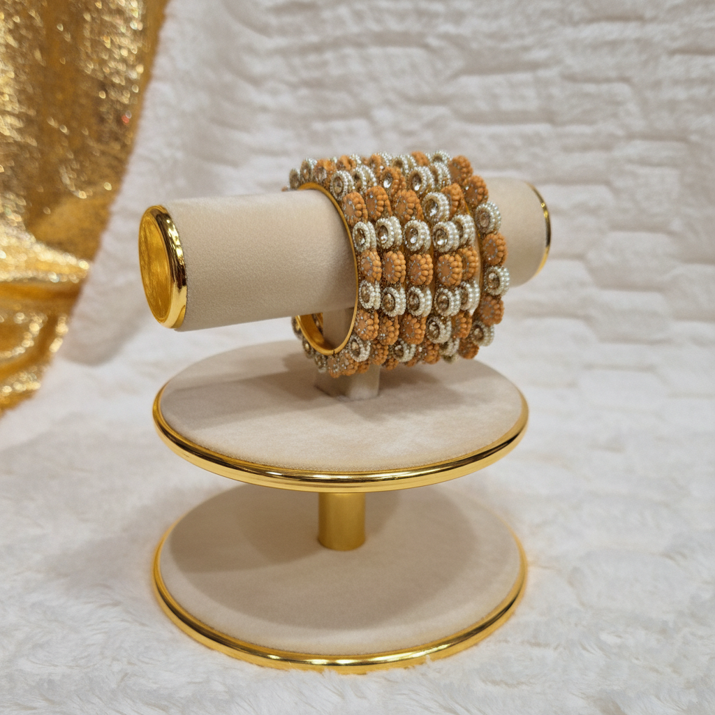 Peach & Crystal Bangles Display